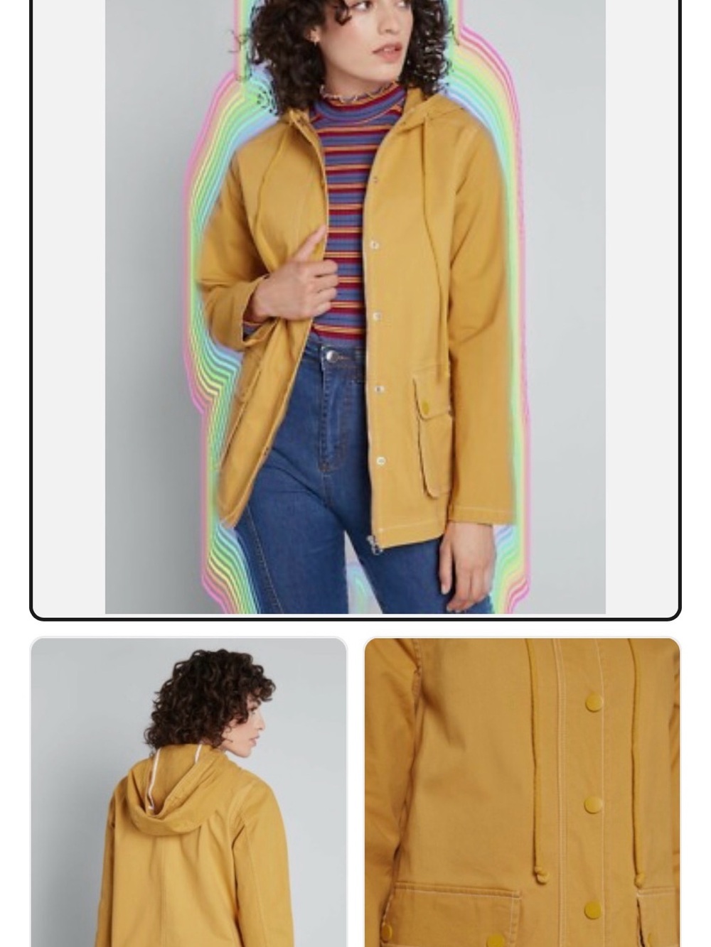 XXS Cotton Uncharted Territory Modcloth Mustard Yellow Hooded Anorak Jacket